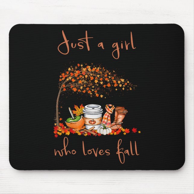 Just A Girl Who Loves Fall Pumpkin Spice Latte Cut Mouse Pad (Front)