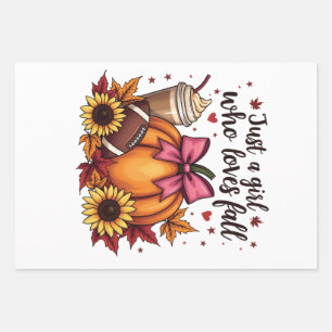 Just a Girl Who Loves Fall Pumpkin Spice Latte  Wrapping Paper Sheet