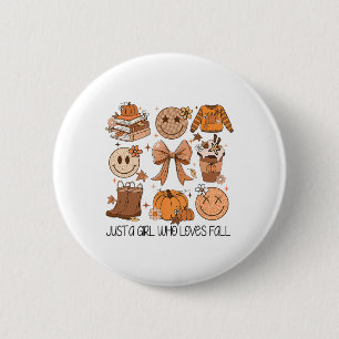 Just A Girl Who Loves Fall Pumpkin Spice Leaves Au 6 Cm Round Badge