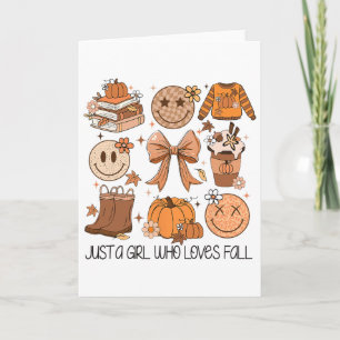 Just A Girl Who Loves Fall Pumpkin Spice Leaves Au Card