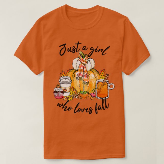 Just a Girl Who Loves Fall Pumpkin Women Autumn Th T-Shirt (Design Front)