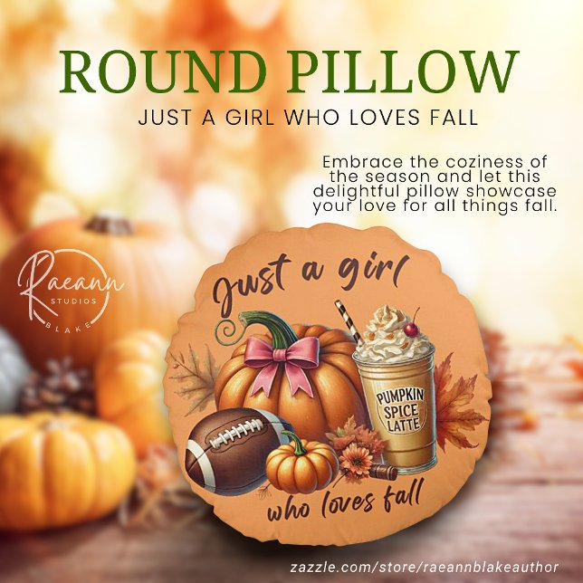 Just a Girl Who Loves Fall Round Pillow (Creator Uploaded)
