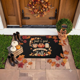 Just A Girl Who Loves Fall Season Coffee Autumn Doormat