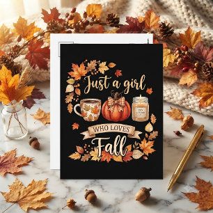 Just A Girl Who Loves Fall Season Coffee Autumn Holiday Postcard
