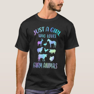 Just A Girl Who Loves Farm Animals Cows Pigs Goat T-Shirt