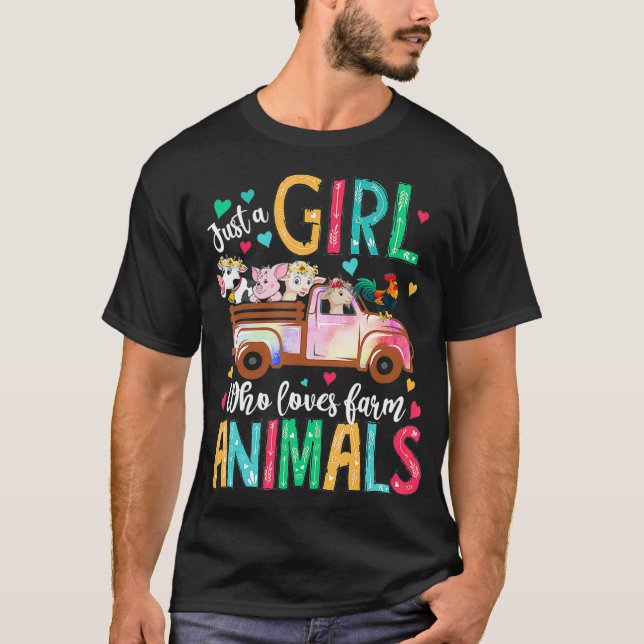 Just A Girl Who Loves Farm Animals Flower Floral G T-Shirt (Front)