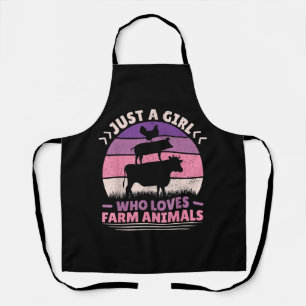 Just A Girl Who Loves Farm Animals Lover Women Far Apron