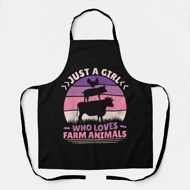 Just A Girl Who Loves Farm Animals Lover Women Far Apron (Front)