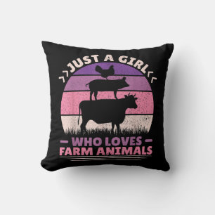 Just A Girl Who Loves Farm Animals Lover Women Far Cushion