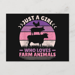 Just A Girl Who Loves Farm Animals Lover Women Far Holiday Postcard