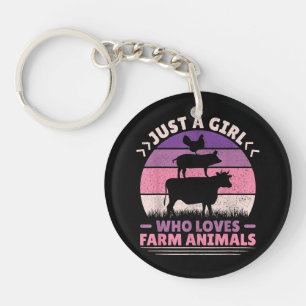 Just A Girl Who Loves Farm Animals Lover Women Far Key Ring