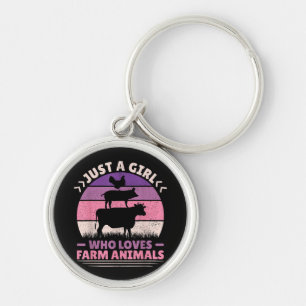 Just A Girl Who Loves Farm Animals Lover Women Far Key Ring
