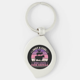 Just A Girl Who Loves Farm Animals Lover Women Far Key Ring