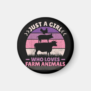 Just A Girl Who Loves Farm Animals Lover Women Far Magnet