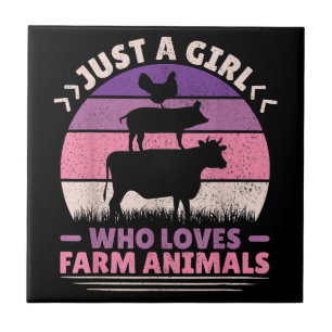 Just A Girl Who Loves Farm Animals Lover Women Far Tile
