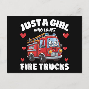 Just A Girl Who Loves Fire Trucks, Fire Truck Love Holiday Postcard