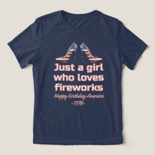 Just a Girl Who Loves Fireworks Patriotic Tri-Blend Shirt