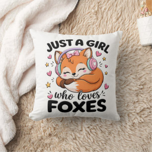 Just A Girl Who Loves Foxes Cute Pink Quote Cushion