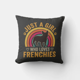 Just A Girl Who Loves Frenchies Retro Dog_1 Cushion