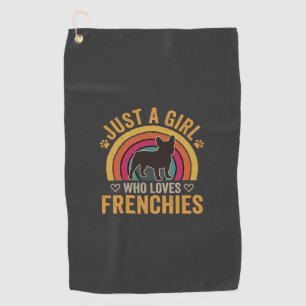 Just A Girl Who Loves Frenchies Retro Dog_1 Golf Towel