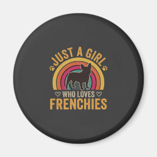 Just A Girl Who Loves Frenchies Retro Dog_1 Magnet