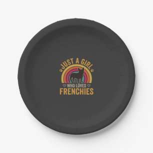 Just A Girl Who Loves Frenchies Retro Dog_1 Paper Plate
