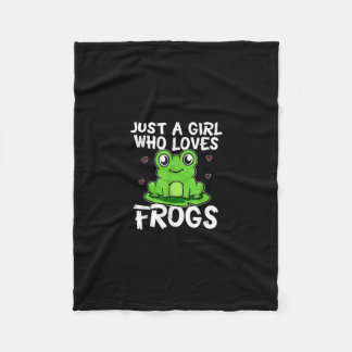 Just A Girl Who Loves Frogs | Cute Green Frog Gift Fleece Blanket