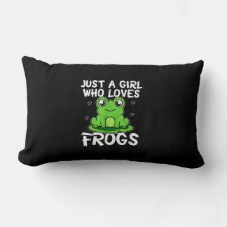 Just A Girl Who Loves Frogs | Cute Green Frog Gift Lumbar Cushion