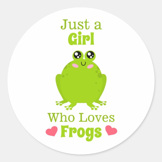 Just A Girl Who Loves Frogs Frog Lover Classic Round Sticker (Front)