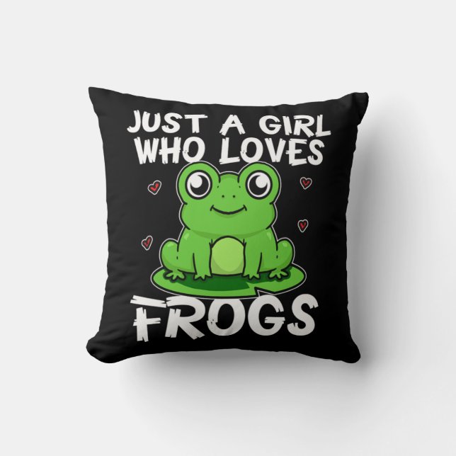 Just A Girl Who Loves Frogs Green Frog Costume Cushion (Front)