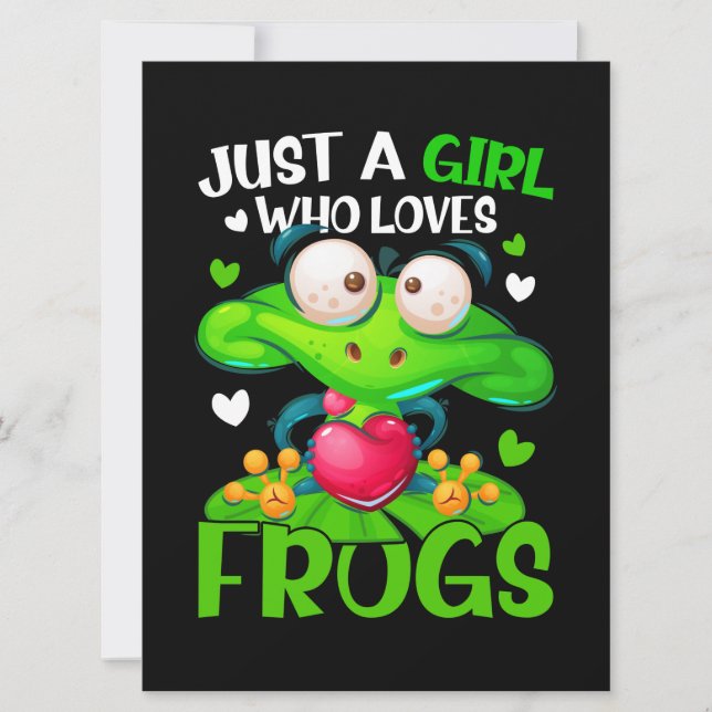 Just A Girl Who Loves Frogs Kids Girls Frog Card (Front)