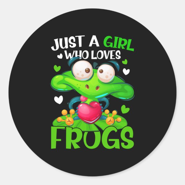 Just A Girl Who Loves Frogs Kids Girls Frog Classic Round Sticker (Front)