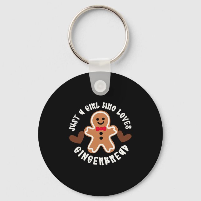 Just A Girl Who Loves Gingerbread Christmas Cookie Key Ring (Front)
