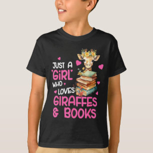 Just A Girl Who Loves Giraffes And Books Cute Read T-Shirt