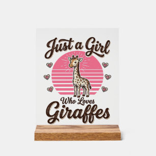 Just a Girl Who Loves Giraffes Vintage Shirt Desig Acrylic Sign