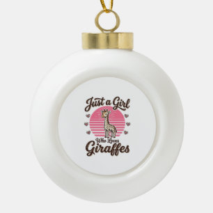 Just a Girl Who Loves Giraffes Vintage Shirt Desig Ceramic Ball Christmas Ornament