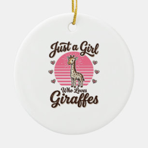 Just a Girl Who Loves Giraffes Vintage Shirt Desig Ceramic Tree Decoration