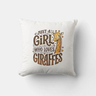 Just a Girl Who Loves Giraffes Vintage T-Shirt Des Cushion