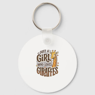 Just a Girl Who Loves Giraffes Vintage T-Shirt Des Key Ring