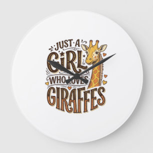 Just a Girl Who Loves Giraffes Vintage T-Shirt Des Large Clock