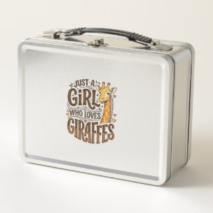 Just a Girl Who Loves Giraffes Vintage T-Shirt Des Metal Lunch Box