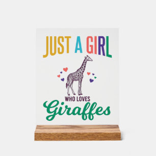 Just a Girl Who Loves Giraffes Vintage Vector Desi Acrylic Sign