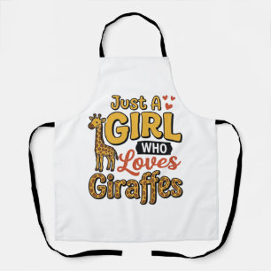 Just A Girl Who Loves Giraffes Vintage Vector Desi Apron