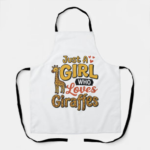 Just A Girl Who Loves Giraffes Vintage Vector Desi Apron