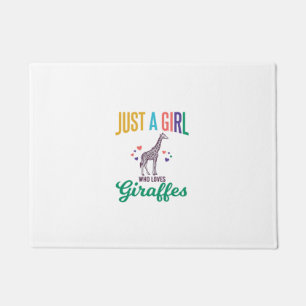 Just a Girl Who Loves Giraffes Vintage Vector Desi Doormat
