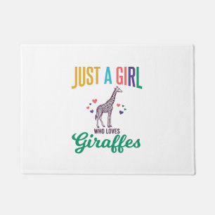 Just a Girl Who Loves Giraffes Vintage Vector Desi Doormat