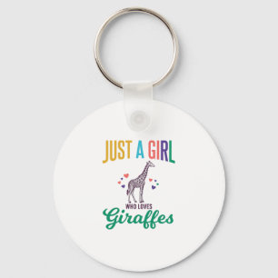 Just a Girl Who Loves Giraffes Vintage Vector Desi Key Ring