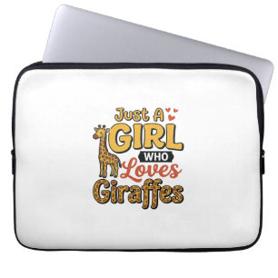 Just A Girl Who Loves Giraffes Vintage Vector Desi Laptop Sleeve