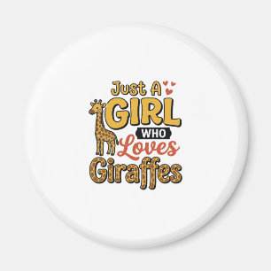 Just A Girl Who Loves Giraffes Vintage Vector Desi Magnet