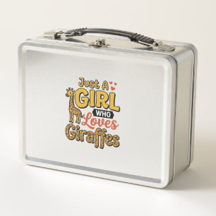 Just A Girl Who Loves Giraffes Vintage Vector Desi Metal Lunch Box